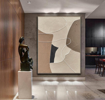 Elegant Abstract Oil Painting in Earth Tones for Modern Home Decor