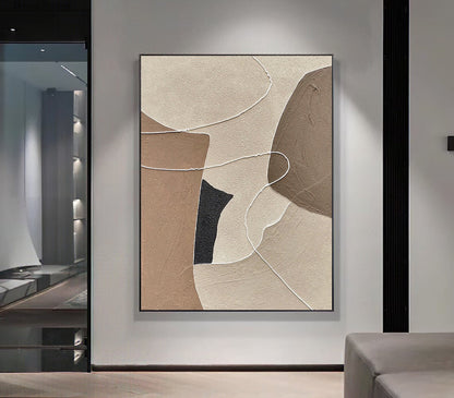 Elegant Abstract Oil Painting in Earth Tones for Modern Home Decor