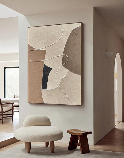 Elegant Abstract Oil Painting in Earth Tones for Modern Home Decor