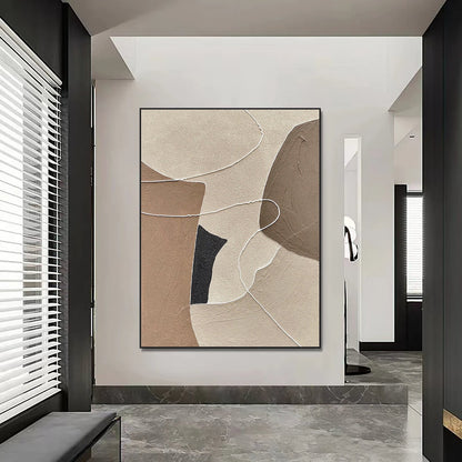 Elegant Abstract Oil Painting in Earth Tones for Modern Home Decor