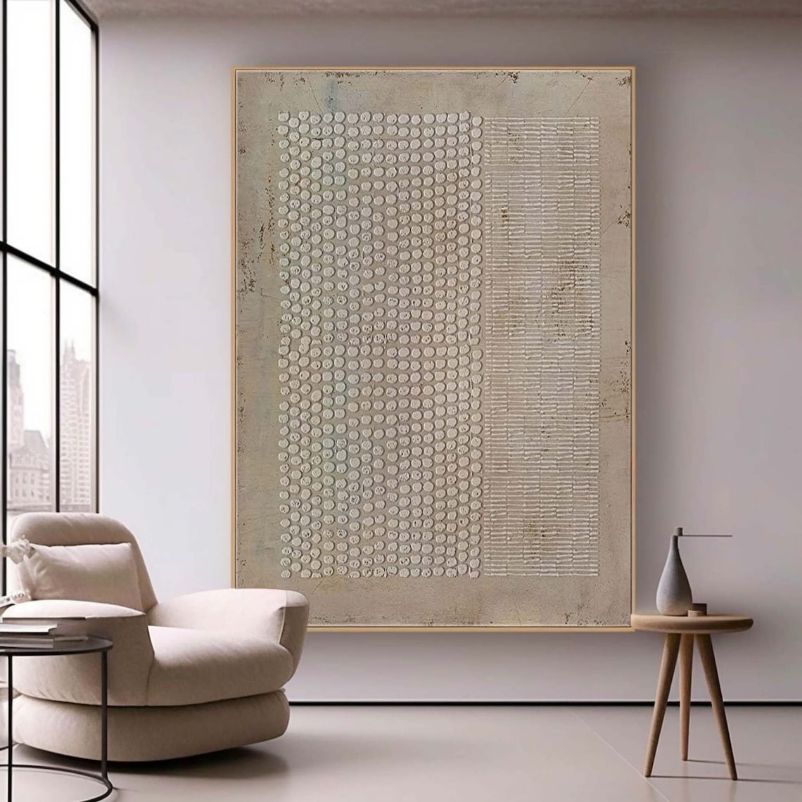 Contemporary Abstract Oil Painting: Industrial Inspired Wall Art for Modern Spaces