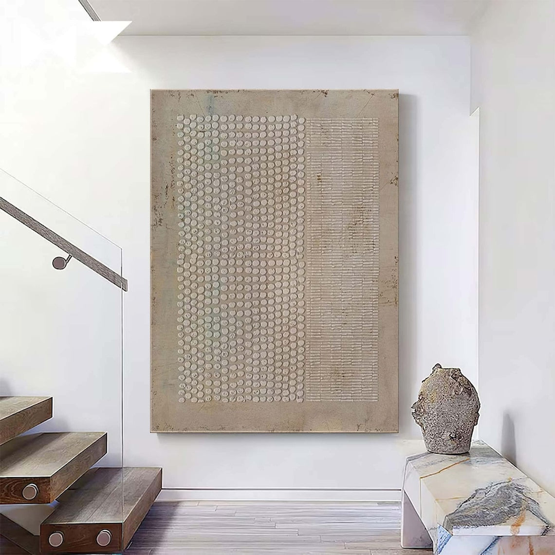 Contemporary Abstract Oil Painting: Industrial Inspired Wall Art for Modern Spaces