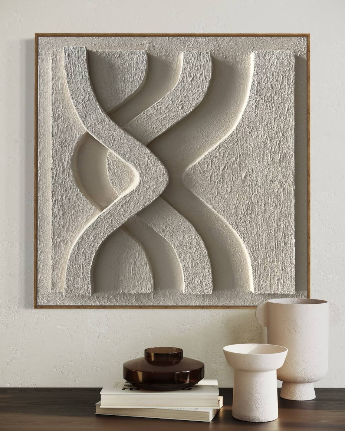 Abstract Elegance: Curved Textures in Exquisite White Oil Painting