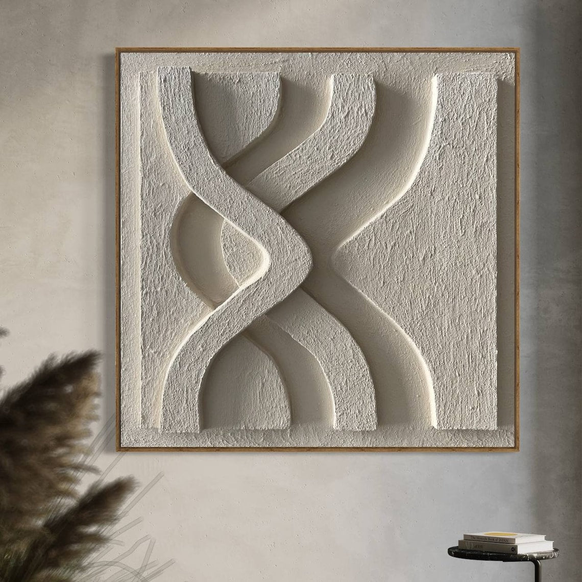 Abstract Elegance: Curved Textures in Exquisite White Oil Painting