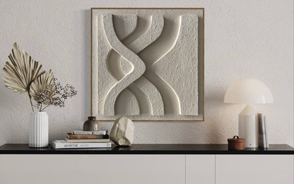 Abstract Elegance: Curved Textures in Exquisite White Oil Painting