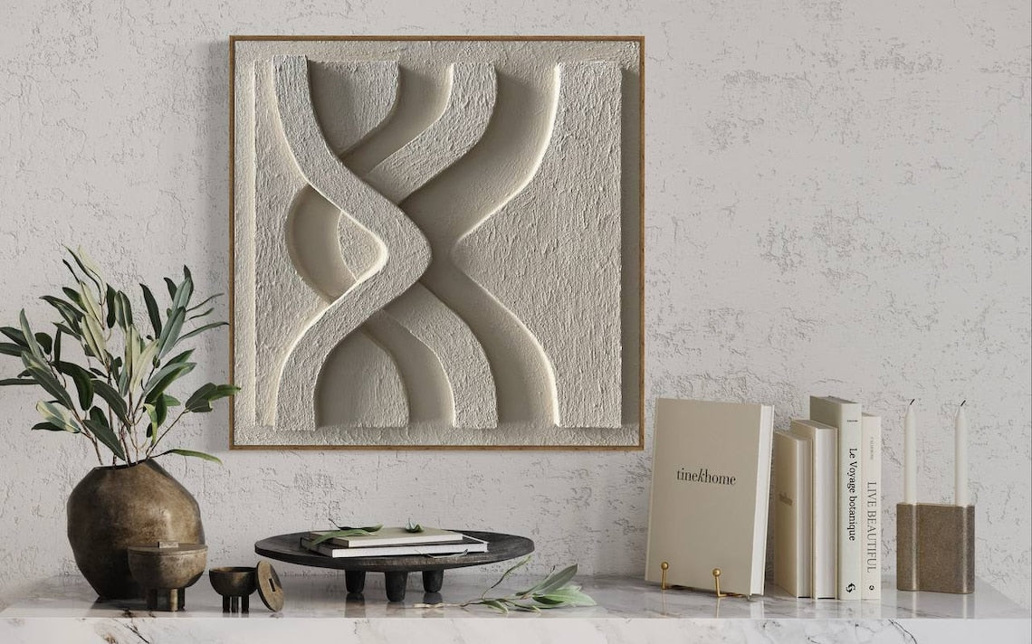 Abstract Elegance: Curved Textures in Exquisite White Oil Painting