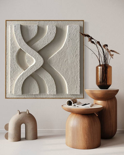 Abstract Elegance: Curved Textures in Exquisite White Oil Painting