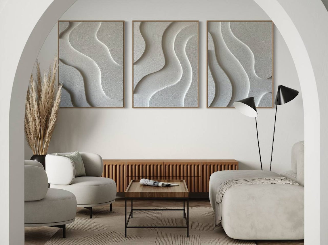 Tranquil Abstract Waves Oil Painting for Serene Home Decor