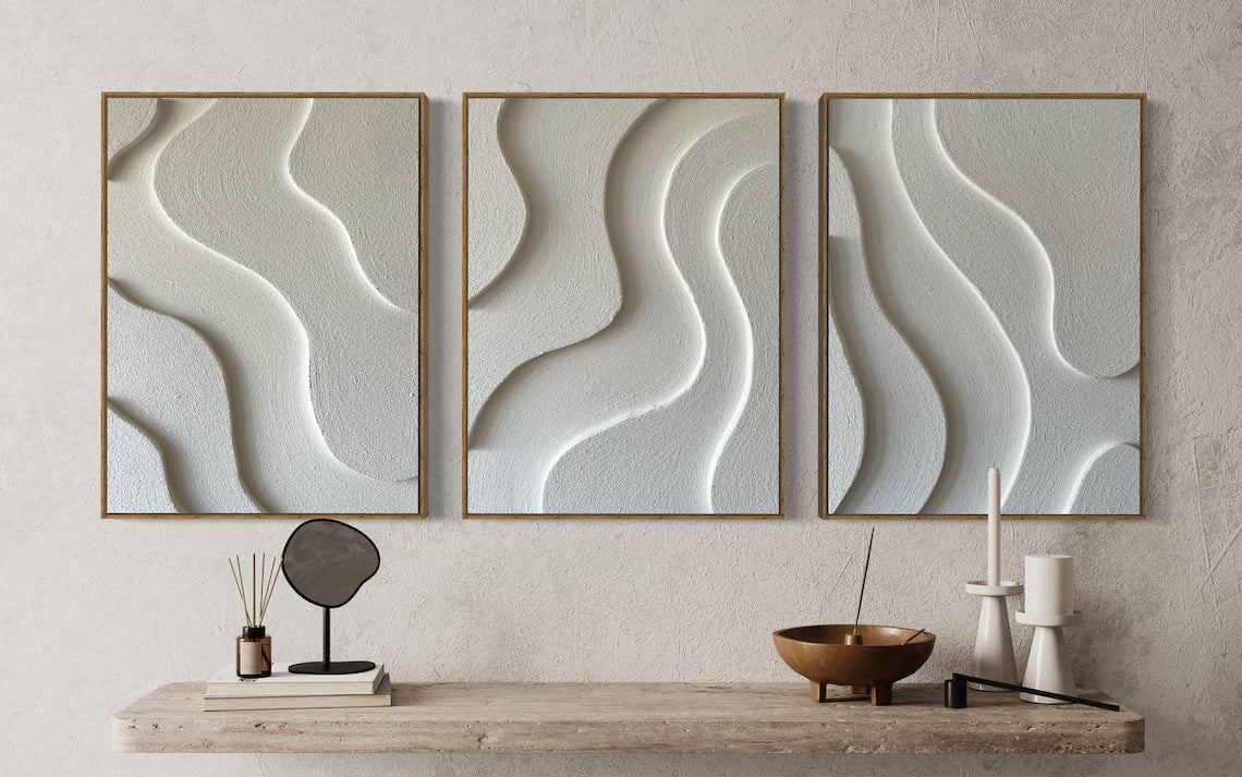 Tranquil Abstract Waves Oil Painting for Serene Home Decor
