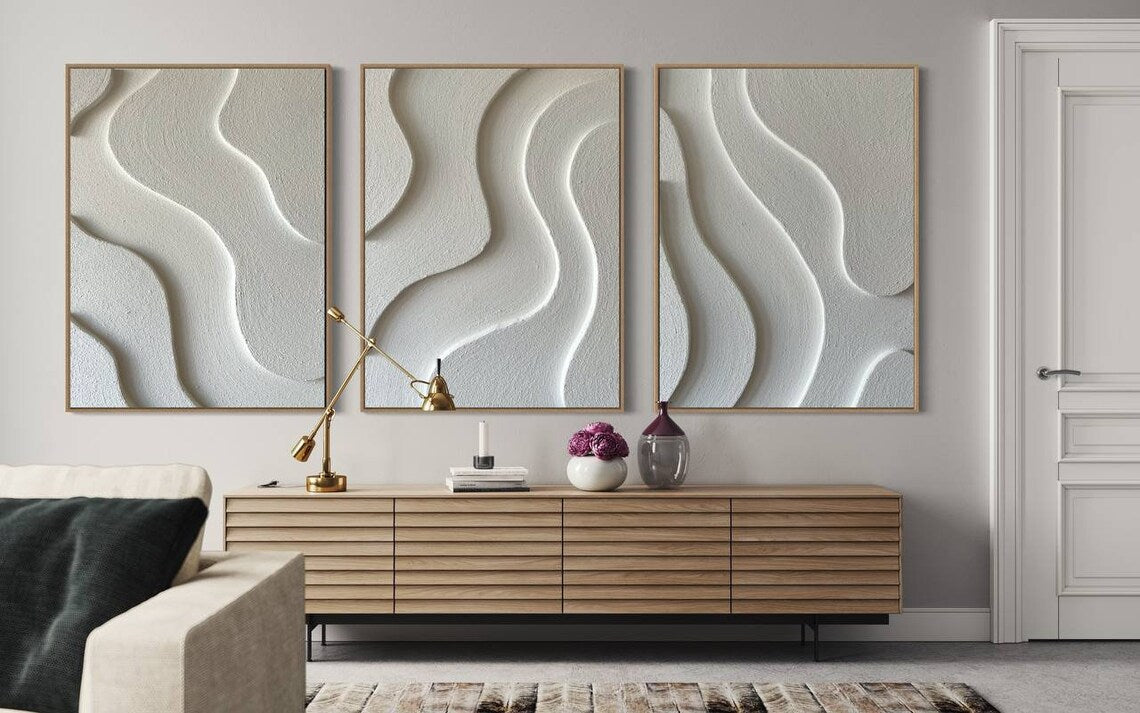 Tranquil Abstract Waves Oil Painting for Serene Home Decor