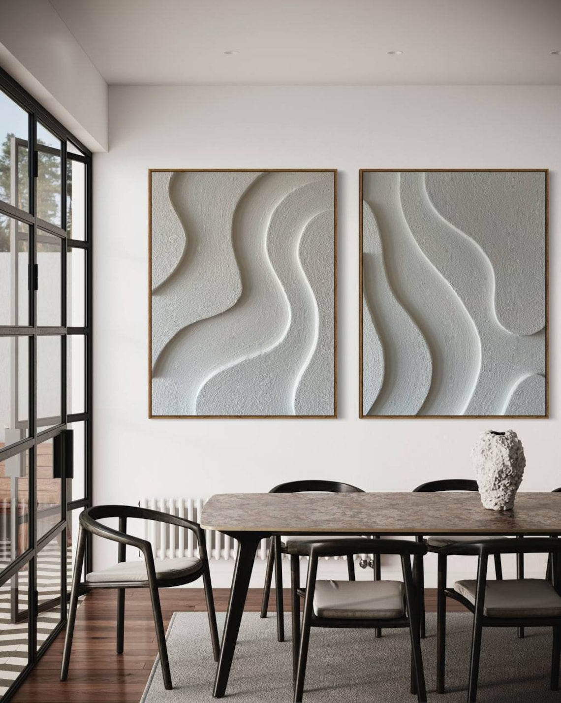 Abstract Flowing Waves Oil Painting for Modern Home Decor