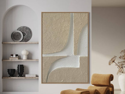 Textured Neutral Abstract Oil Painting for Modern Home Decor