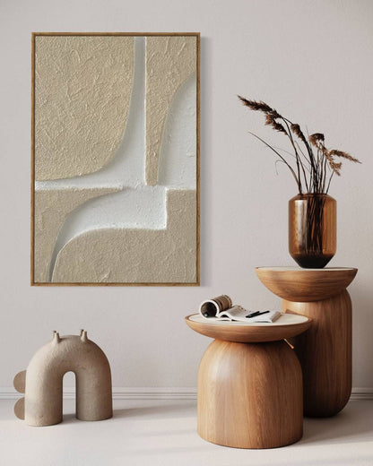 Textured Neutral Abstract Oil Painting for Modern Home Decor