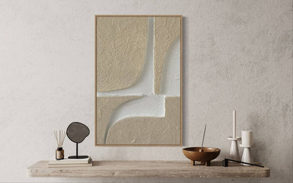 Textured Neutral Abstract Oil Painting for Modern Home Decor