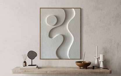 Abstract Minimalist Oil Painting of Graceful Curves and Organic Forms for Modern Decor