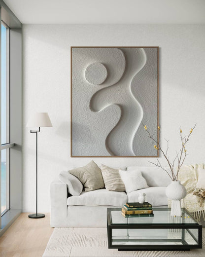 Abstract Minimalist Oil Painting of Graceful Curves and Organic Forms for Modern Decor