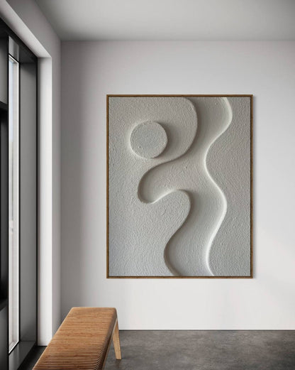 Abstract Minimalist Oil Painting of Graceful Curves and Organic Forms for Modern Decor