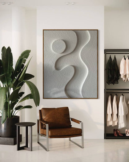 Abstract Minimalist Oil Painting of Graceful Curves and Organic Forms for Modern Decor