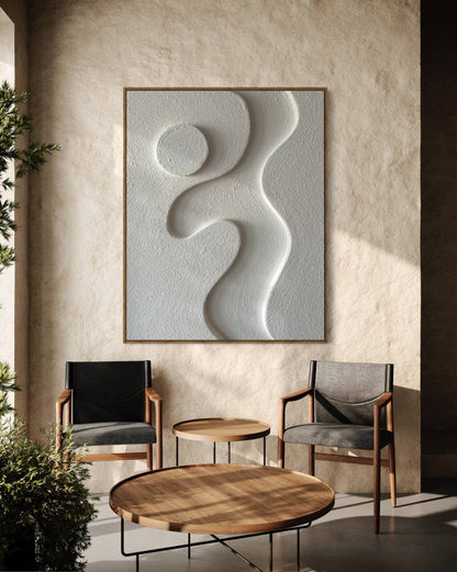 Abstract Minimalist Oil Painting of Graceful Curves and Organic Forms for Modern Decor