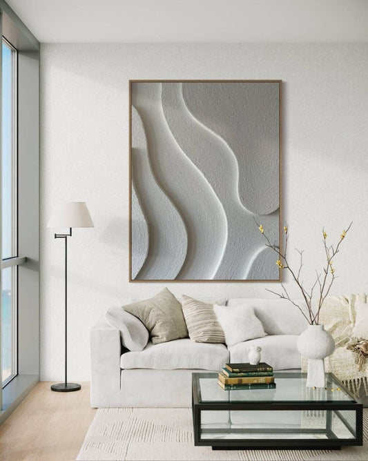 Serene Wave Abstract Oil Painting for Tranquil Home Decor and Modern Interiors