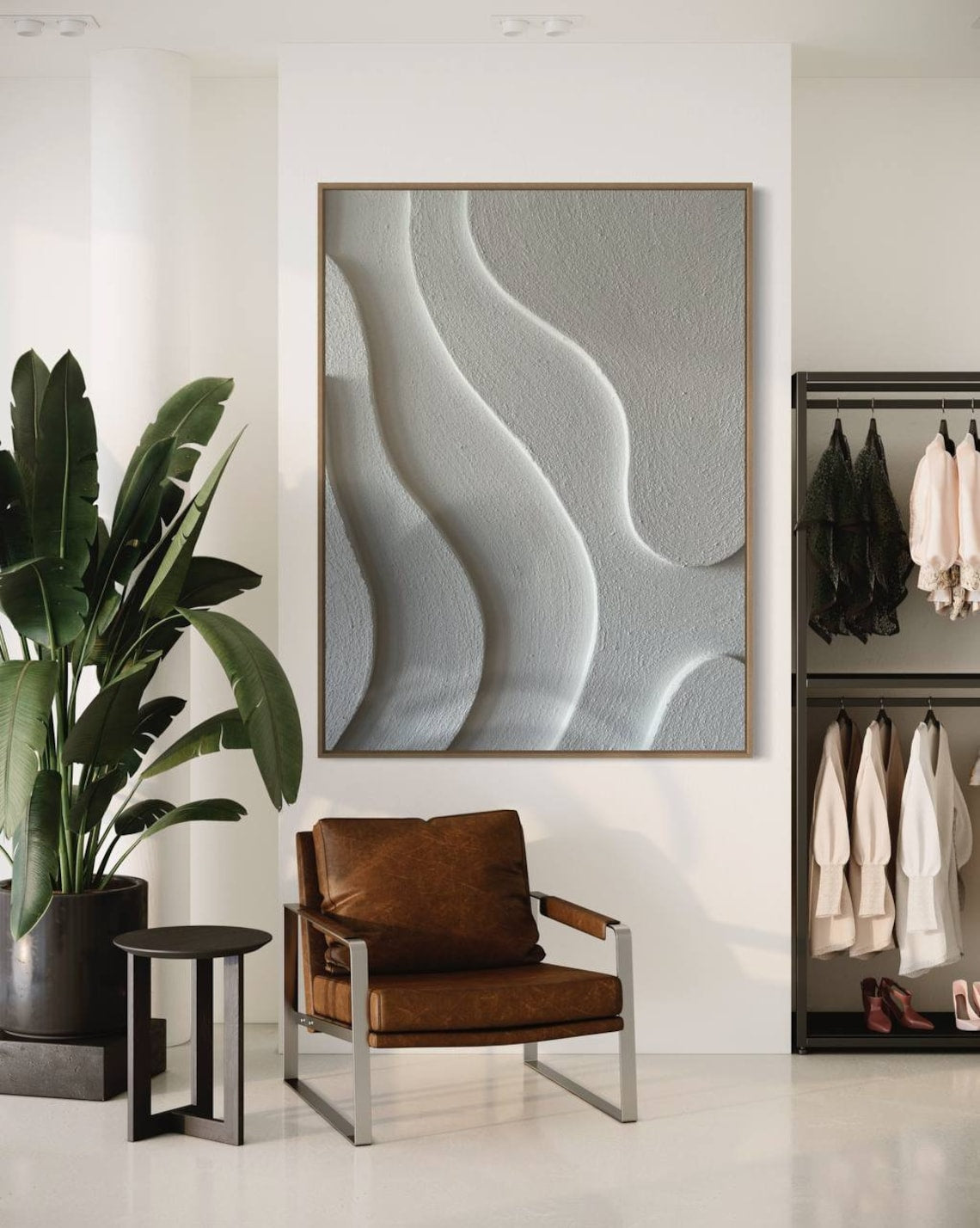 Serene Wave Abstract Oil Painting for Tranquil Home Decor and Modern Interiors