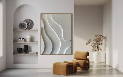 Serene Wave Abstract Oil Painting for Tranquil Home Decor and Modern Interiors