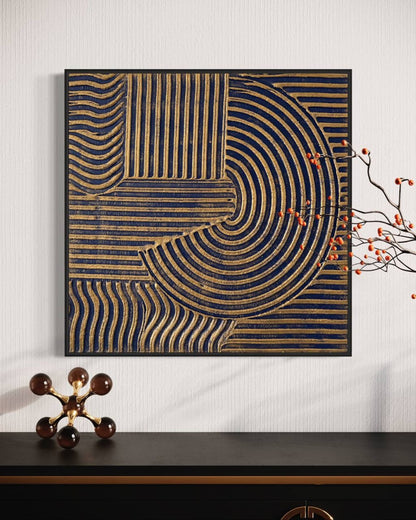 Golden Spirals Abstract Oil Painting for Modern Home Decor