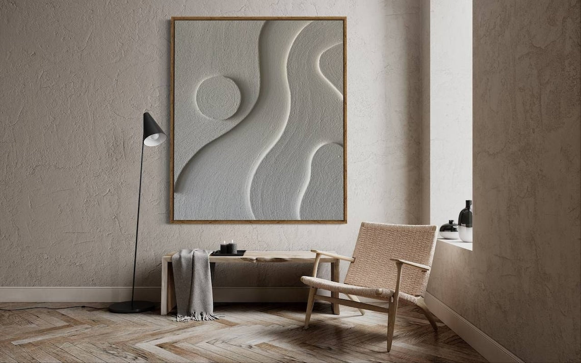 Abstract Serenity Oil Painting with Flowing Textures and Calm Tones