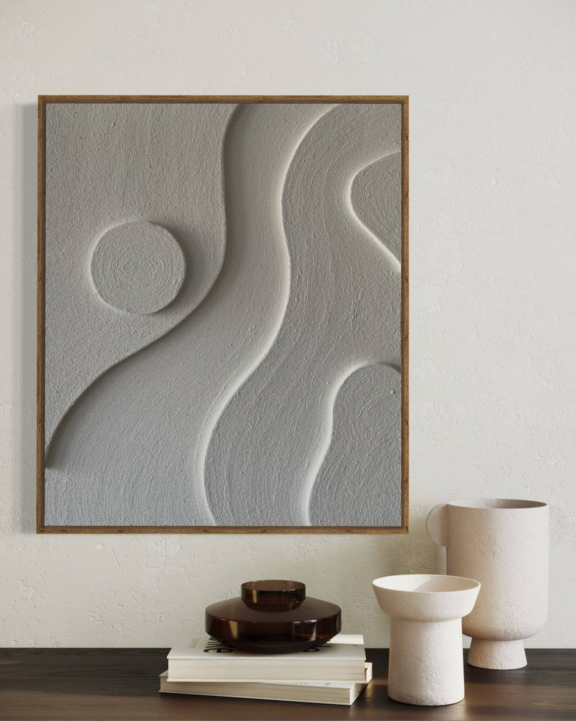Abstract Serenity Oil Painting with Flowing Textures and Calm Tones