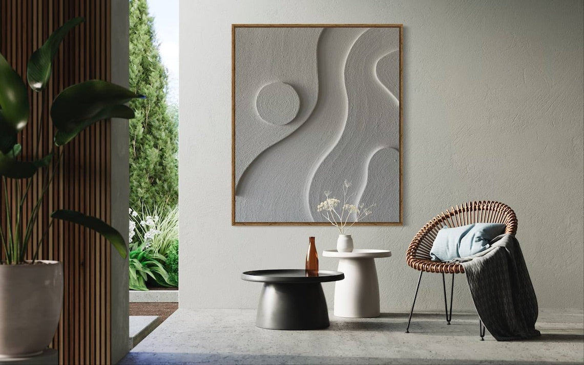 Abstract Serenity Oil Painting with Flowing Textures and Calm Tones
