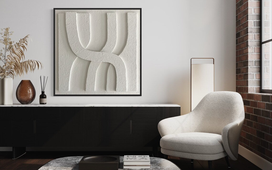 Abstract White Texture Oil Painting for Modern Home Decor and Art Lovers