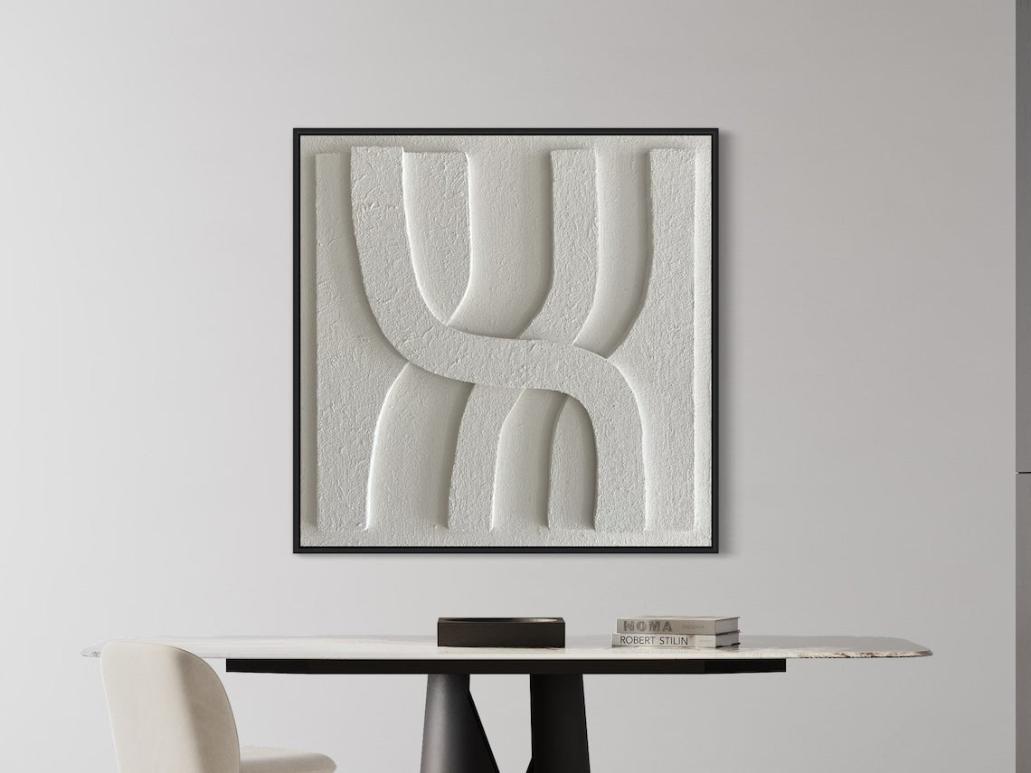 Abstract White Texture Oil Painting for Modern Home Decor and Art Lovers