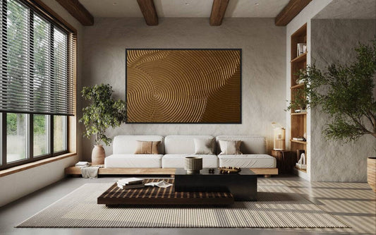 Elegant Golden Swirl Abstract Oil Painting for Modern Home Decor