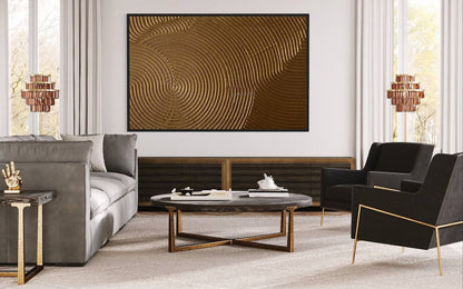 Elegant Golden Swirl Abstract Oil Painting for Modern Home Decor