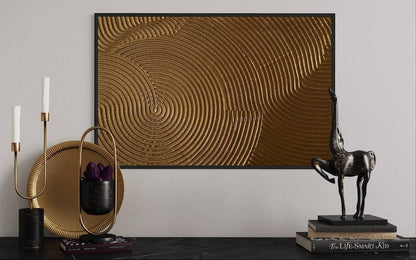 Elegant Golden Swirl Abstract Oil Painting for Modern Home Decor