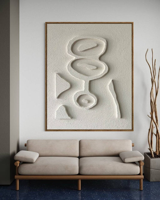 Abstract White Textured Oil Painting for Modern Home Decor