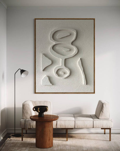 Abstract White Textured Oil Painting for Modern Home Decor