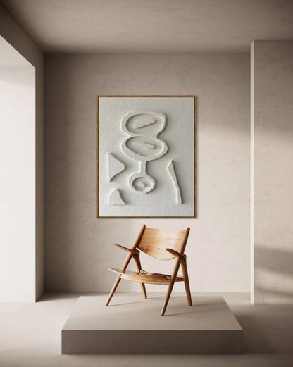 Abstract White Textured Oil Painting for Modern Home Decor