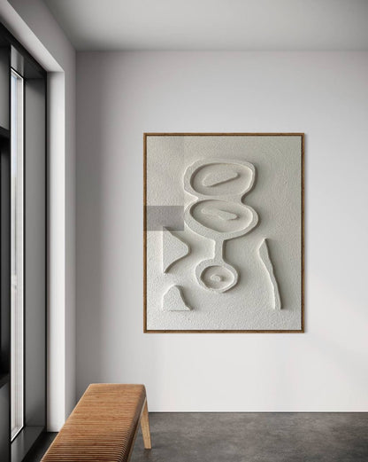Abstract White Textured Oil Painting for Modern Home Decor