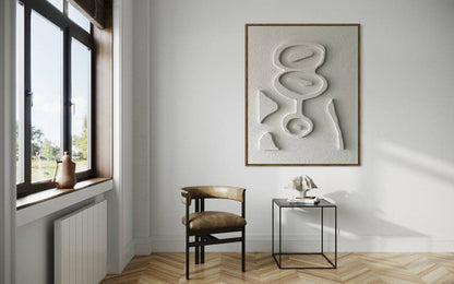 Abstract White Textured Oil Painting for Modern Home Decor
