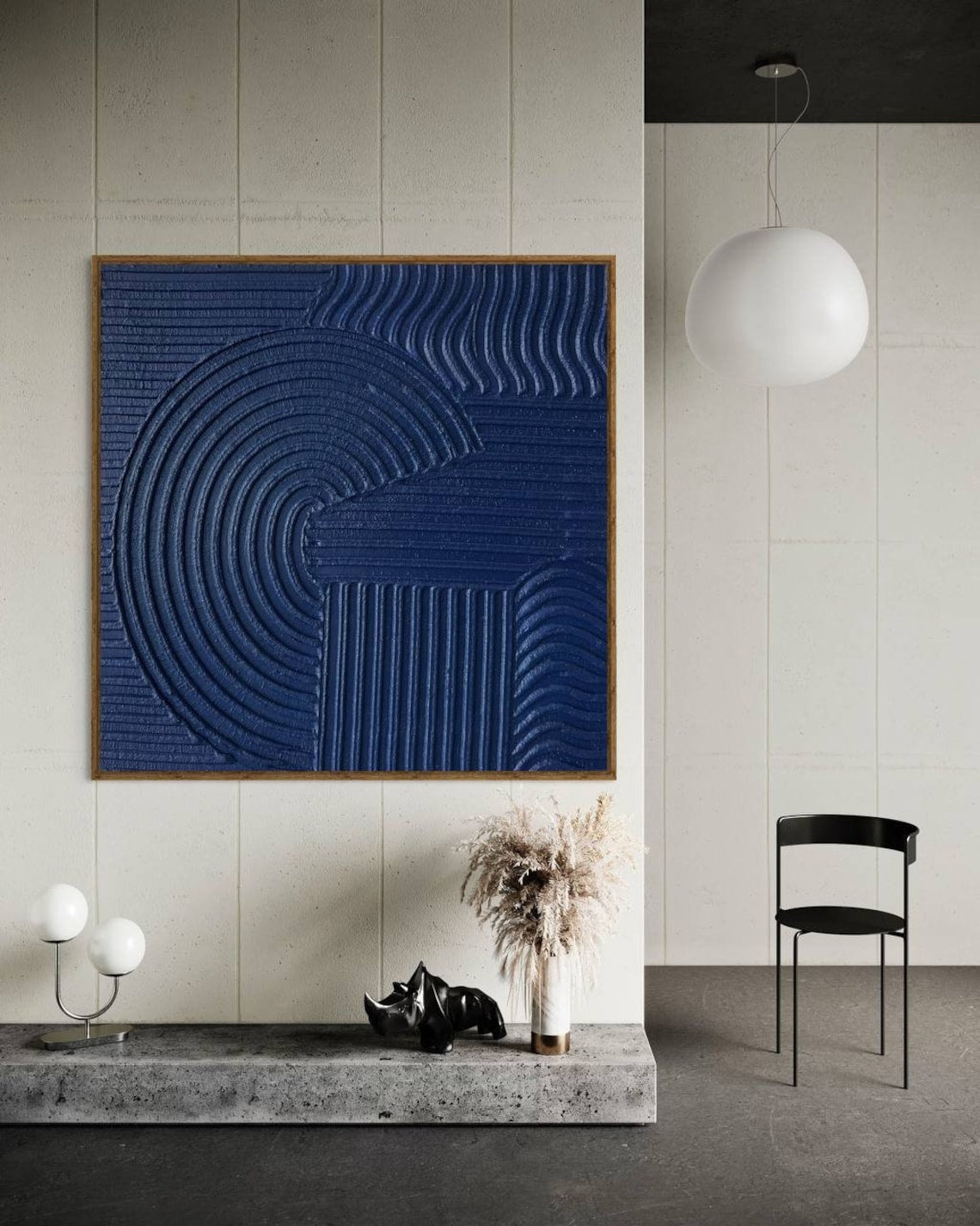 Abstract Blue Wave Painting: Modern Home Decor for Artistic Interiors