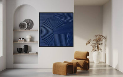 Abstract Blue Wave Painting: Modern Home Decor for Artistic Interiors