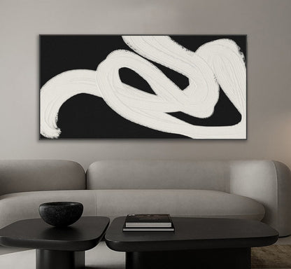 Abstract Black and White Oil Painting for Modern Home Decor