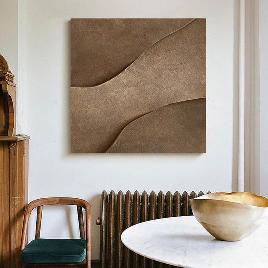 Textured Earth Tones: Contemporary Oil Painting for Modern Home Decor