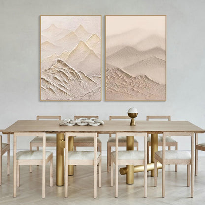 Serene Desert Landscape Diptych - Elegant Oil Painting for Modern Interiors