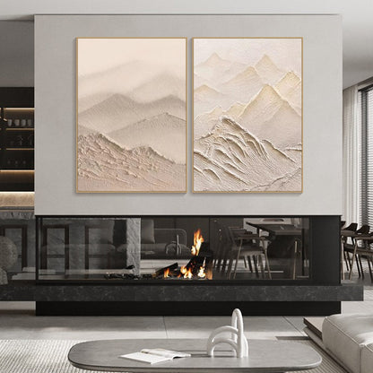 Serene Desert Landscape Diptych - Elegant Oil Painting for Modern Interiors