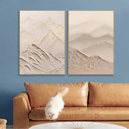 Serene Desert Landscape Diptych - Elegant Oil Painting for Modern Interiors