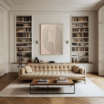 Contemporary Beige Abstract Oil Painting for Modern Home Decor
