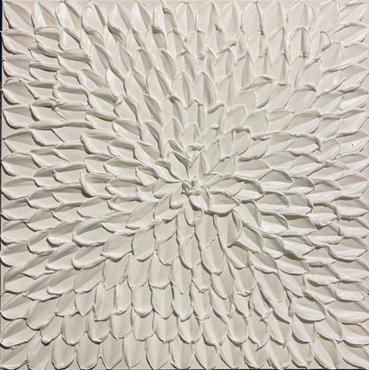 Elegant White Floral Texture Oil Painting for Modern Home Décor