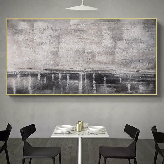 Tranquil Monochrome Landscape Oil Painting for Modern Home Decor